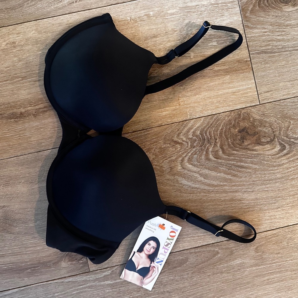Joyspun Smooth Push Up Bra with Keyhole Black Soot 38B Plunge Neckline JS695